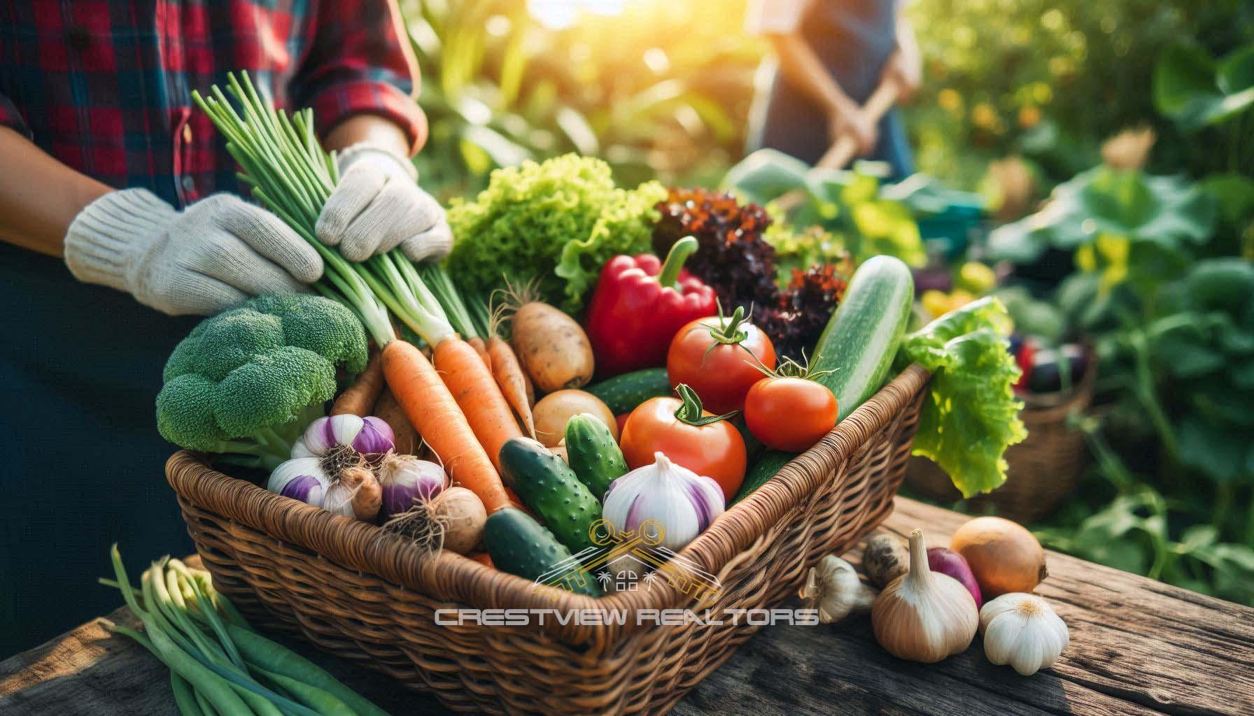 Close-up of fresh vegetables being harvested or a basket of organic produce.