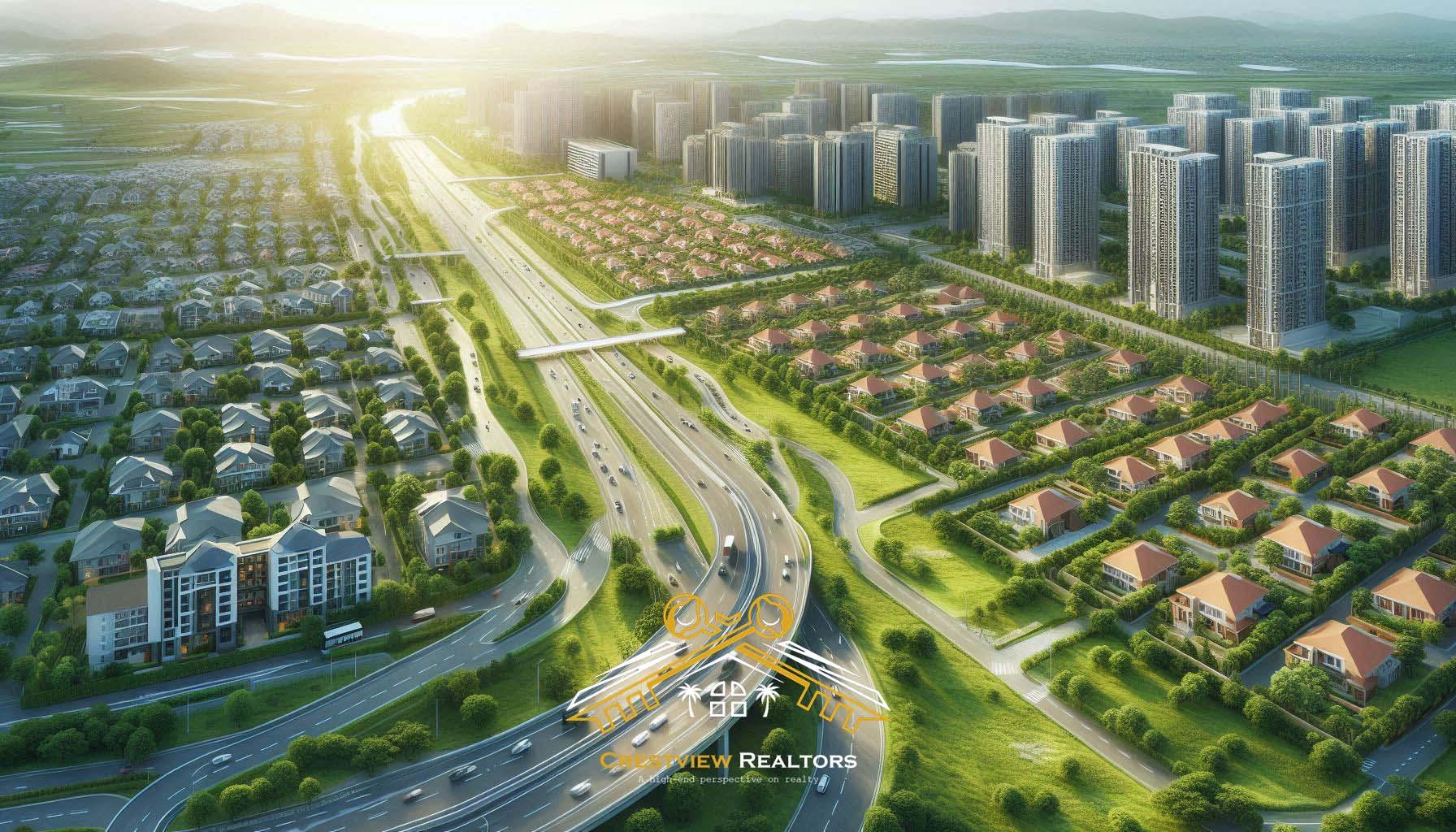 Gated plotted development near city outskirts, showing demand shift from city to suburbs